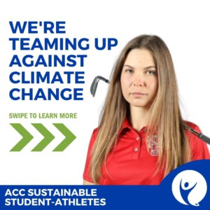 Inja Fric Porträt auf einem Post der ACC Sustainable Studen-Athletes für den Einsatz gegen den Klimawandel.
