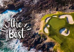 Overview auf ein Golfgrün mit einer Grafik The Best