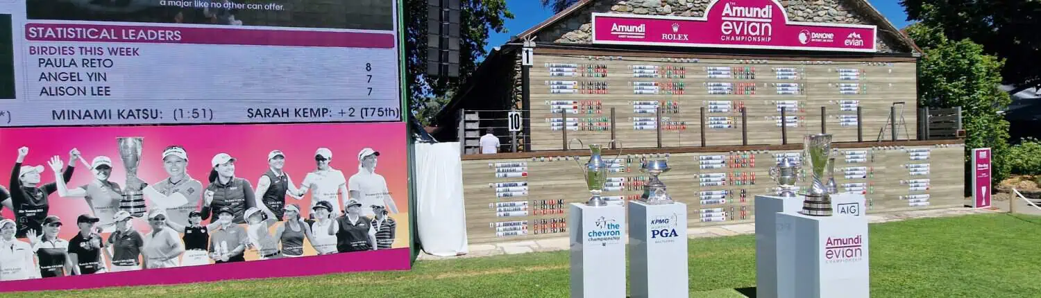 Leaderboard und Pokale bei der Amundi Evian Championship