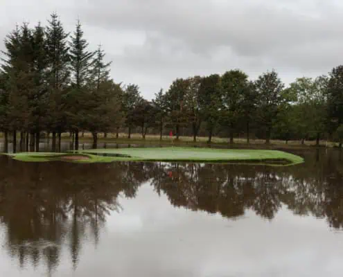 View of a flooded golf course