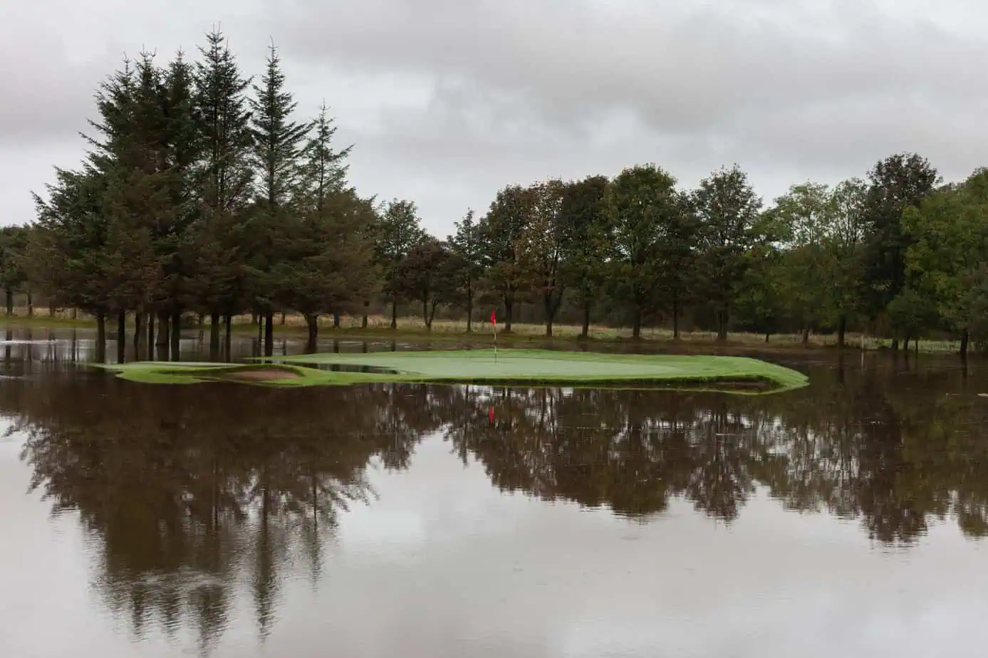 View of a flooded golf course