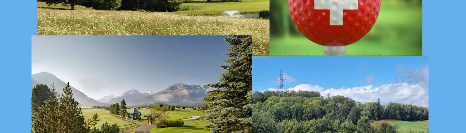 Collage aus mehreren Schweizer Golfplatzmotiven