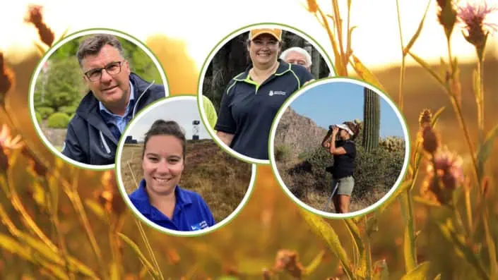 Collage mit vier Porträts von Biodiversitäts-Experten