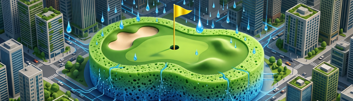 Golfplatz als Schwammstadt KI-generated