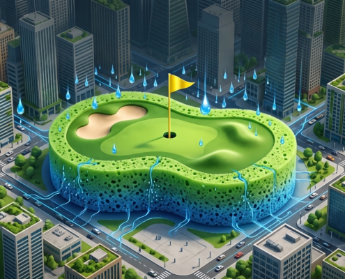 Golfplatz als Schwammstadt KI-generated