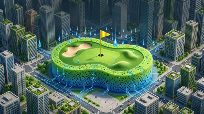 Golfplatz als Schwammstadt KI-generated