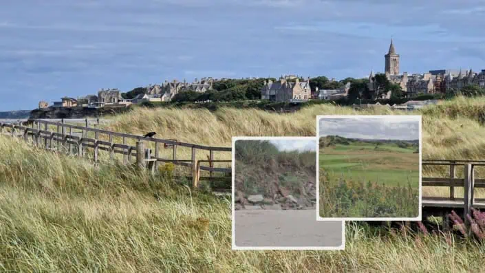 Collage aus Bildern aus St. Andrews West Sands Bank