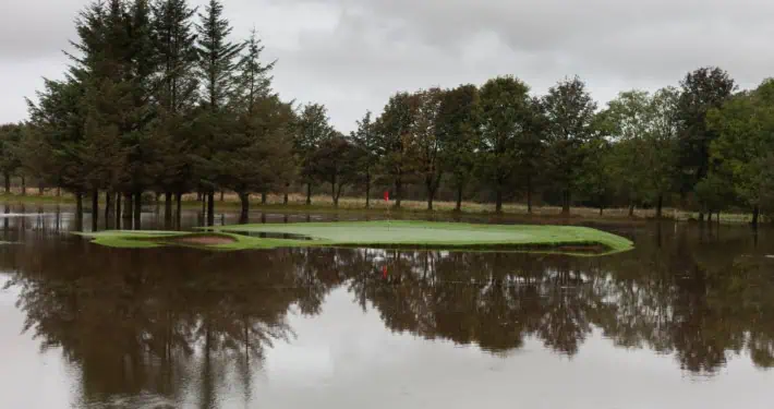 Flooding on a golf green