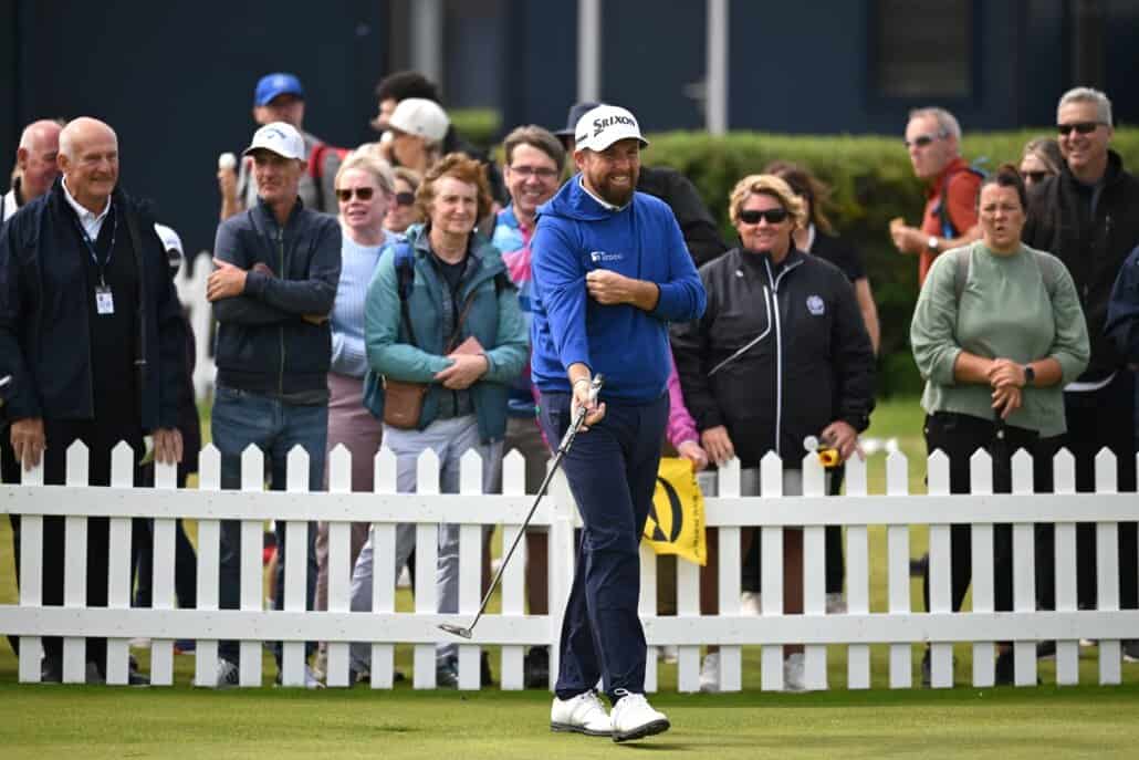 Players on the putting green at the British Open