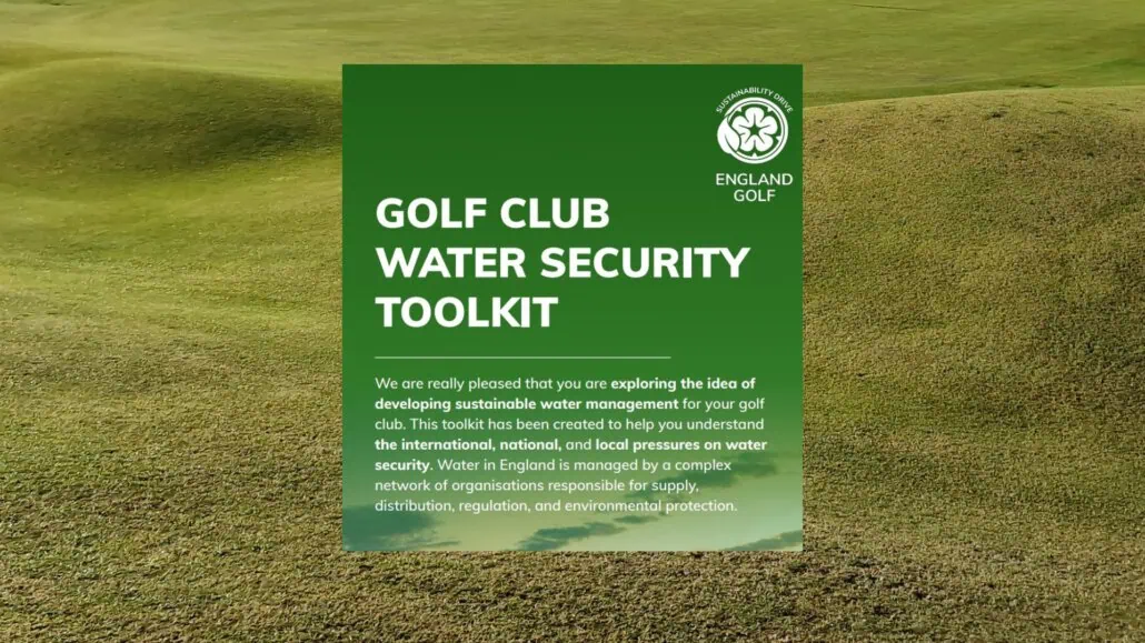 Golf Club Water Security Toolkit England Golf